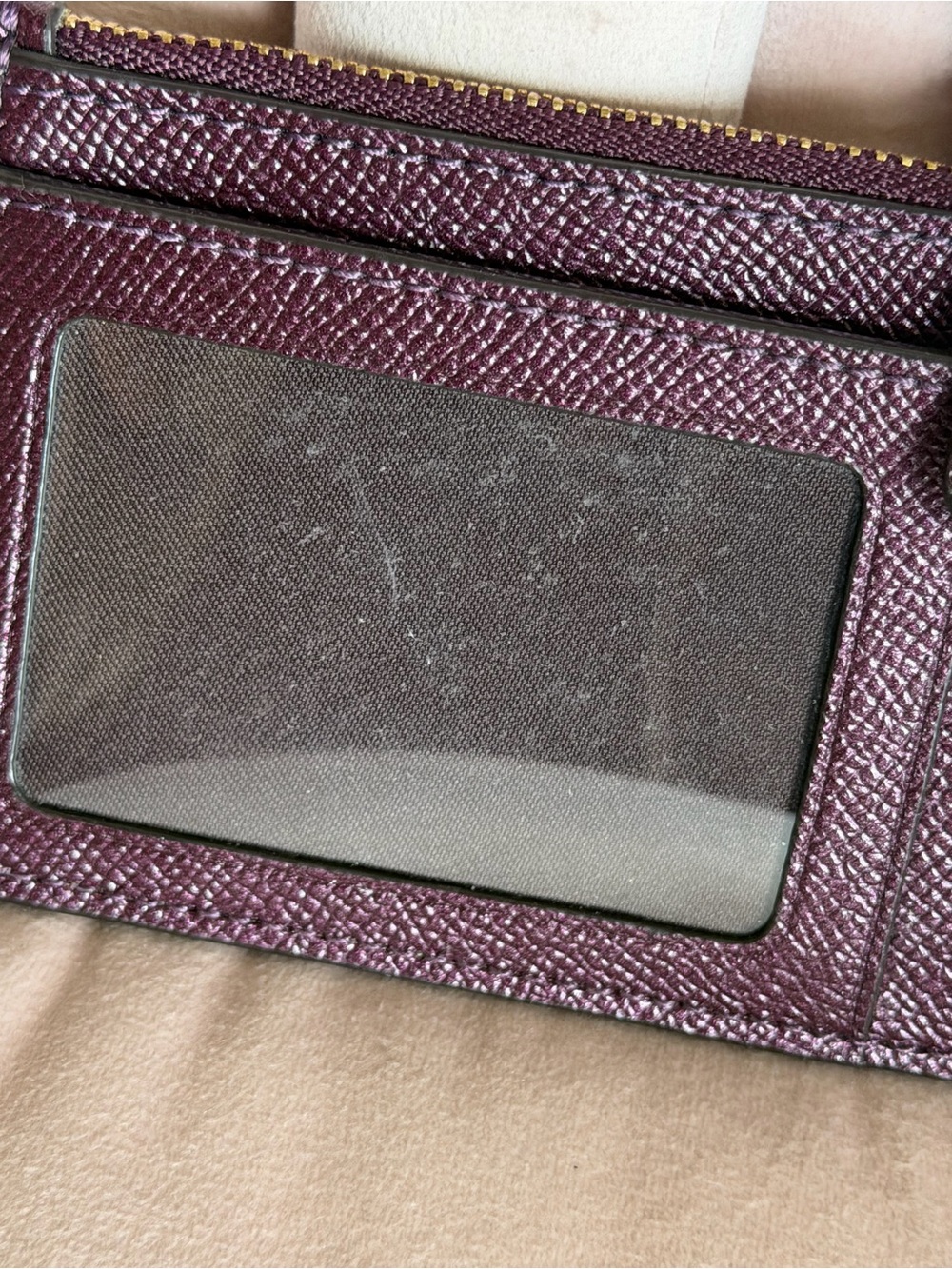 COACH Mini Skinny Keychain ID Case in Metallic Deep Plum 💜 - Picture 15 of 16